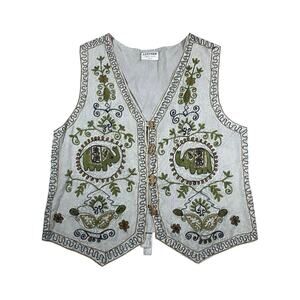 Vintage Lesther Elephant Embroidered Vest - L